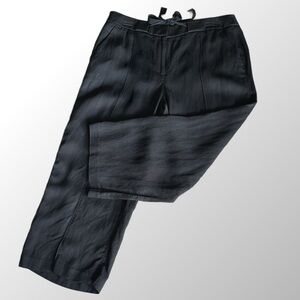 Loft Women's  Black‎ Peyton Crepe Cropped Trouser Pants in Linen Blend in Size 8